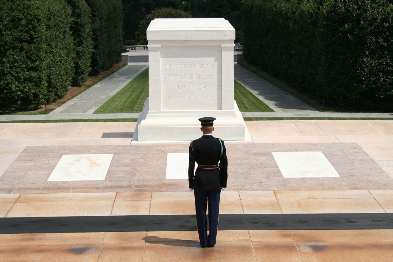 The Unknown Soldier grave in Arlington Cemetery in Washington D.C.